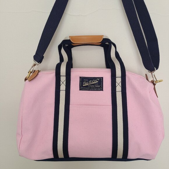Polo Ralph Lauren Duffel Bag Pink Canvas Shoulder Bag - Picture 1 of 12